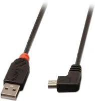 Photo de Cable Lindy USB 2.0 type A - Mini B M/M 2m Coudé (Noir)