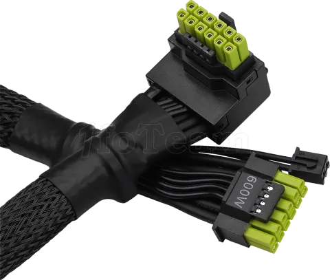 Photo de Cable modulaire ASRock CB-12V2X6L600W - 1x PCIe 12+4 pins coudé 90° 70cm (Noir)