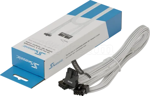 Photo de Cable modulaire Seasonic 12VHPWR - 1x PCIe 12+4 pins coudé 90° (Blanc)