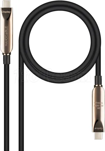 Photo de Câble Nanocable AOC USB-C 5m M/M 60W 10Gbps 8K 60Hz (Noir)