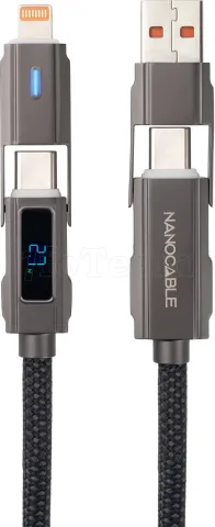 Photo de Cable Nanocable USB-A/USB-C vers USB-C/Lightning M/M 1m (Noir)