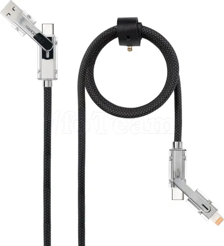 Photo de Cable Nanocable USB-A/USB-C vers USB-C/Lightning M/M 2m (Noir/Gris)