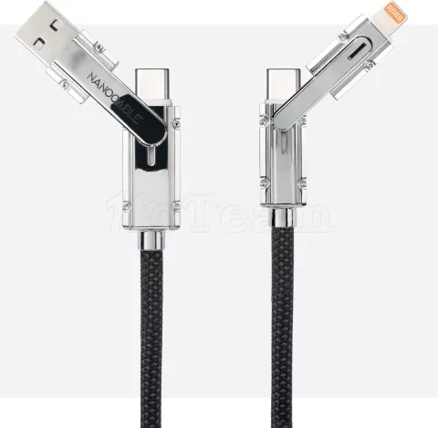 Photo de Cable Nanocable USB-A/USB-C vers USB-C/Lightning M/M 2m (Noir/Gris)