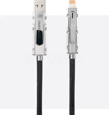 Photo de Cable Nanocable USB-A/USB-C vers USB-C/Lightning M/M 2m (Noir/Gris)