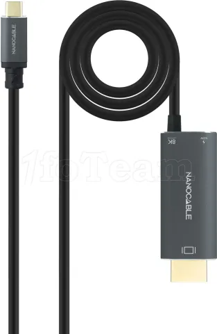 Photo de Cable Nanocable USB-C vers HDMI mâle/USB-C femelle 1.8m (Noir)