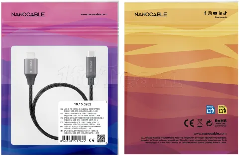 Photo de Cable Nanocable USB-C vers HDMI M/M 1.8m (Noir)