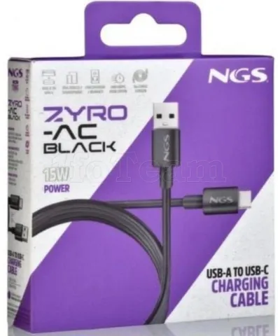Photo de Cable NGS Zyro USB-A/C M/M 1m 15W (Noir)