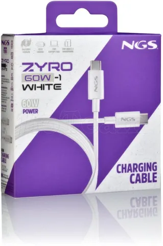 Photo de Cable NGS Zyro USB-C M/M 1m 60W (Blanc)