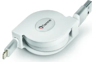 Photo de Câble rétractable Tiemme Twister USB type A - Lightning M/M 12W 1m (Blanc)