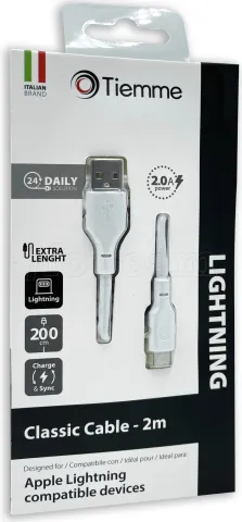 Photo de Câble Tiemme Classic USB type A - Lightning M/M 12W 2m (Blanc)