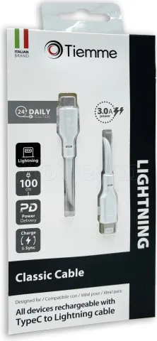 Photo de Câble Tiemme Classic USB type C - Lightning M/M 20W 1m (Blanc)