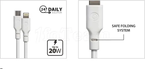Photo de Câble Tiemme Classic USB type C - Lightning M/M 20W 1m (Blanc)