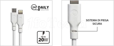 Photo de Câble Tiemme Classic USB type C - Lightning M/M 20W 2m (Blanc)