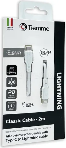 Photo de Câble Tiemme Classic USB type C - Lightning M/M 20W 2m (Blanc)