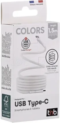 Photo de Câble T'nB USB-C 1,5m M/M aimanté (Blanc)