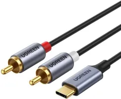 Photo de Cable uGreen USB Type C - 2x RCA M/M 1,5m (Noir/Gris)