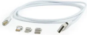 Photo de Câble USB 2.0 CableXpert vers Micro USB, Type C & Lightning embouts magnétiques 1m (Blanc)