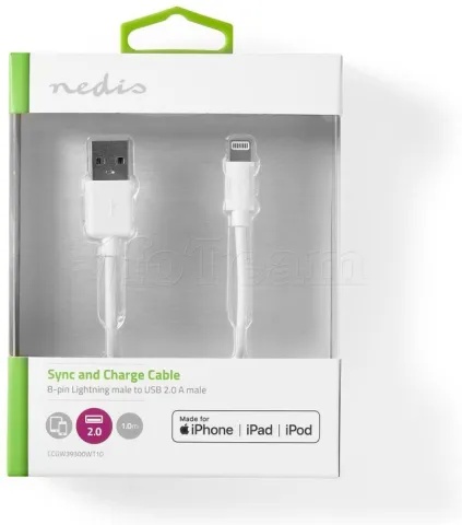 Photo de Cable USB Nedis vers Lightning 1m (Blanc)