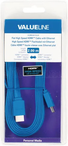 Photo de Cable Valueline HDMI v2.0 MM 2m plat (Bleu)