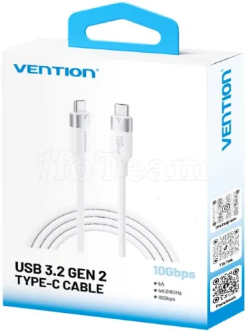 Photo de Cable Vention USB-C M/M 1m 100W (Blanc)
