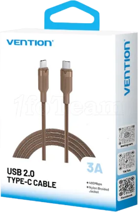 Photo de Cable Vention USB-C M/M 1m 60W (Marron)