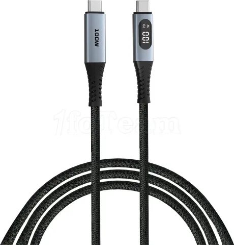 Photo de Câble Verbatim USB-C avec écran 1,2m M/M 100W (Gris/Noir)