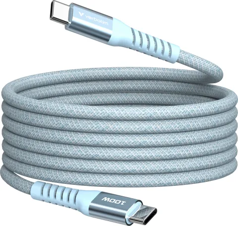 Photo de Câble Verbatim USB-C magnétique 1,2m M/M 100W (Bleu)