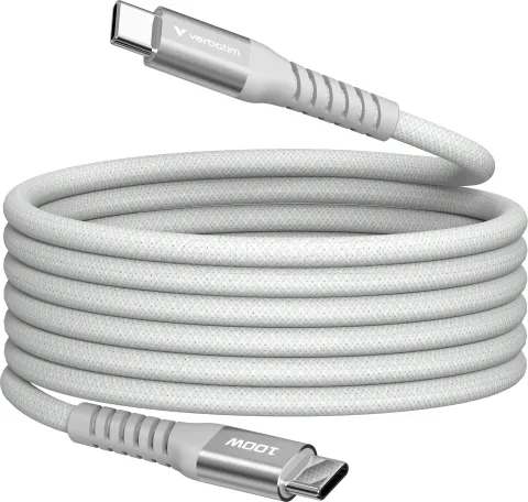 Photo de Câble Verbatim USB-C magnétique 1,2m M/M 100W (Gris)