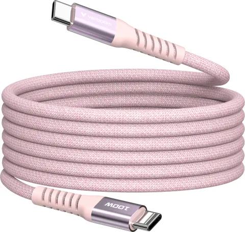 Photo de Câble Verbatim USB-C magnétique 1,2m M/M 100W (Rose)