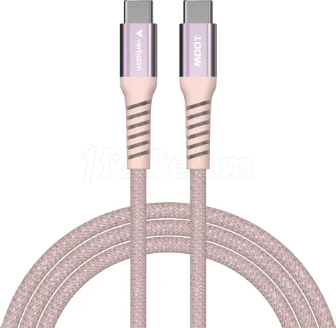 Photo de Câble Verbatim USB-C magnétique 1,2m M/M 100W (Rose)