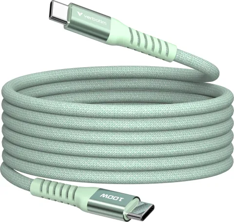 Photo de Câble Verbatim USB-C magnétique 1,2m M/M 100W (Vert)