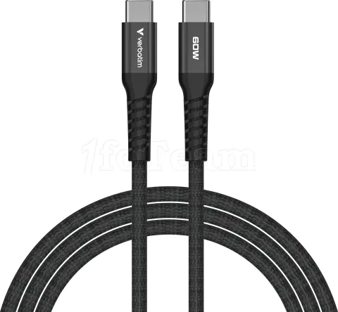 Photo de Câble Verbatim USB-C magnétique 1,2m M/M 60W (Noir)