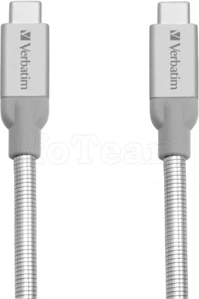 Photo de Câble Verbatim USB-C M/M 30cm Acier Inoxydable (Blanc/Gris)