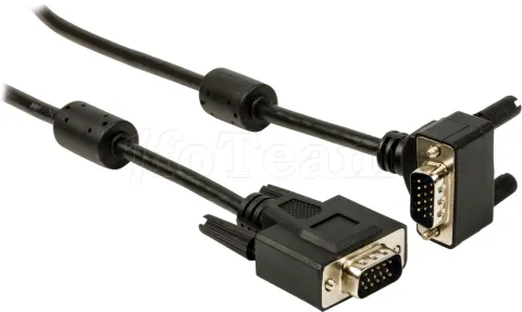 Photo de Cable VGA 5m M/M dont 1 embout coudé à 90° (Noir)