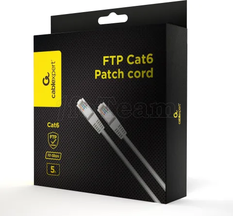 Photo de Câble/Cordon réseau CableXpert RJ45 Catégorie 6 FTP (F/UTP) Droit 5m (Blanc)