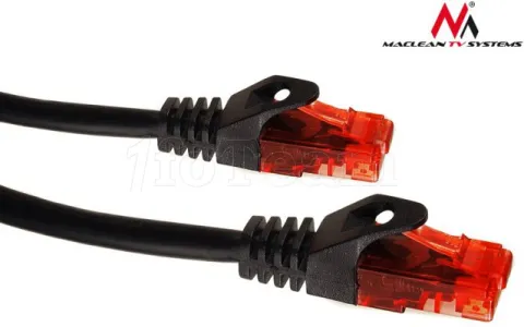 Photo de Câble/Cordon réseau Maclean RJ45 Catégorie 6 FTP (F/UTP) Droit 15m (Noir/Rouge)