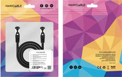 Photo de Câble/Cordon réseau RJ45 Nanocable Catégorie 8 SSTP (S/FTP) 25cm (Noir)