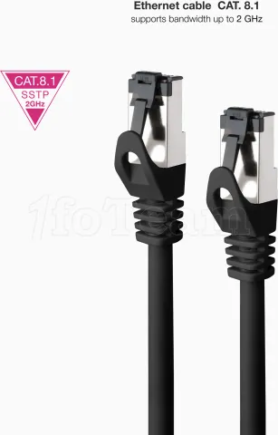 Photo de Câble/Cordon réseau RJ45 Nanocable Catégorie 8 SSTP (S/FTP) 25cm (Noir)