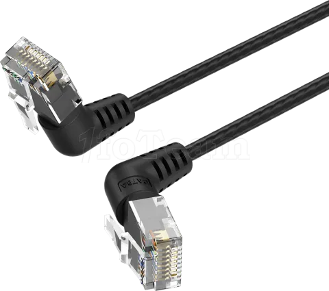 Photo de Câble/Cordon réseau RJ45 Vention Catégorie 6A UTP (F/UTP) Coudé 3m (Noir)