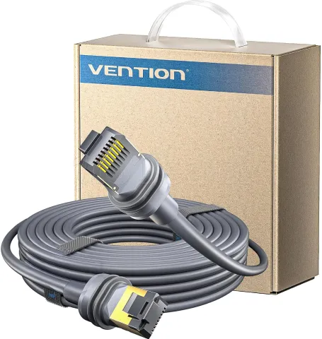 Photo de Câble/Cordon réseau RJ45 Vention Catégorie 7 SFTP (S/FTP) Droit 20m (Gris)
