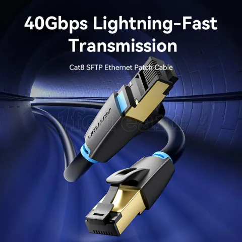 Photo de Câble/Cordon réseau RJ45 Vention Catégorie 8 SSTP (S/FTP) 1m (Noir)