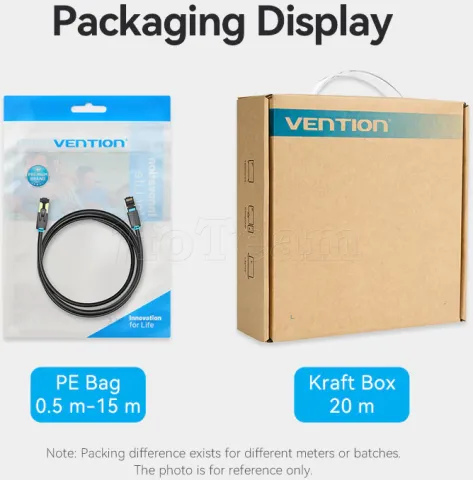 Photo de Câble/Cordon réseau RJ45 Vention Catégorie 8 SSTP (S/FTP) 1m (Noir)