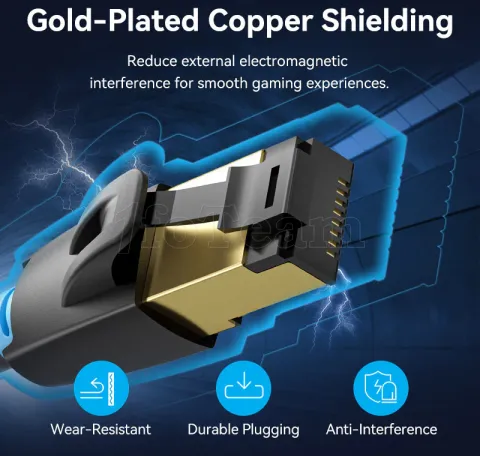 Photo de Câble/Cordon réseau RJ45 Vention Catégorie 8 SSTP (S/FTP) 2m (Noir)