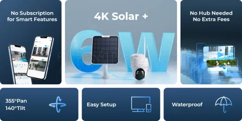 Photo de Caméra IP extérieur Reolink ARGUS Series B440 avec panneau solaire + 64Gb