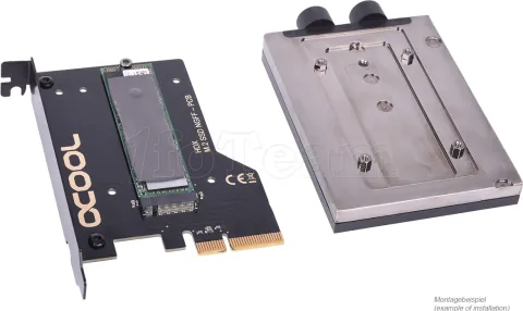 Photo de Carte Controleur PCIe 3.0 4x Alphacool Eisblock HDX-3 avec Waterblock pour NVMe M.2