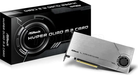 Photo de Carte Controleur PCIe 4.0 16x Asrock Hyper Quad pour NVMe M.2