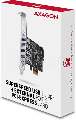 Photo de Carte Controleur PCIe Axagon PCEU-43RS USB 3.0 - 4 ports