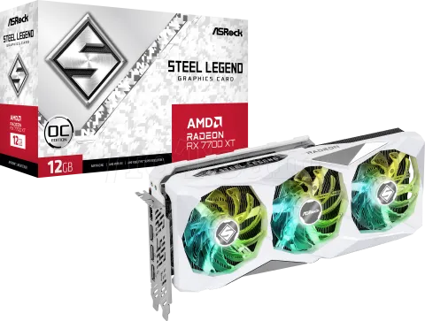 Photo de Carte Graphique AMD ASRock Radeon RX 7700 XT Steel Legend OC 12Go