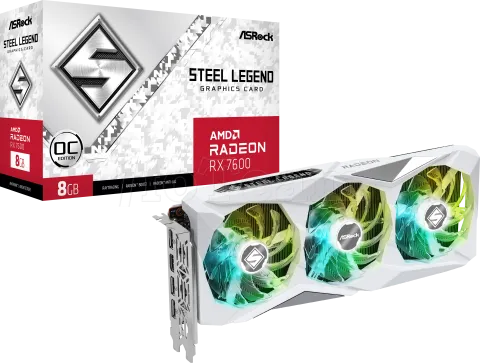 Photo de Carte Graphique AMD ASRock Radeon RX7600 Steel Legend OC 8Go