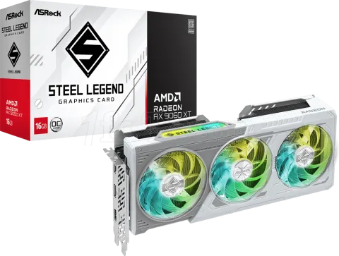 Photo de Carte Graphique ASRock Radeon RX 9060 XT Steel Legend OC 16Go